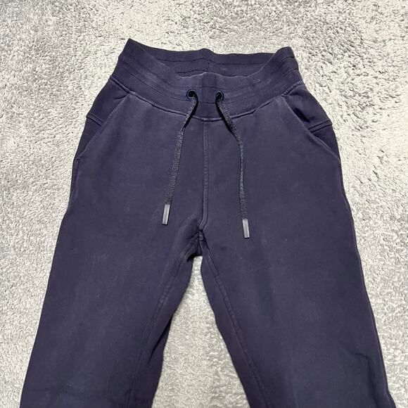 Lululemon Warm Down Jogger Pants Womens 2 7/8 Blue Cotton Terry Sweatpants - Picture 2 of 8